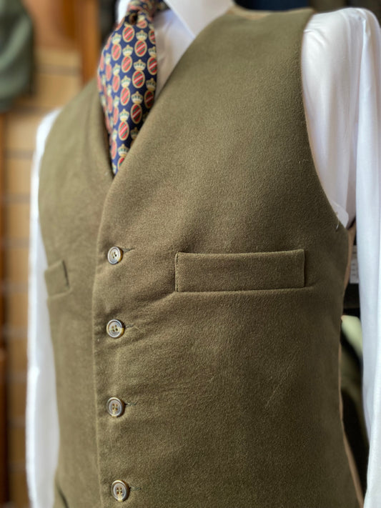 Horace Barton Moleskin Four Pocket Vest Green