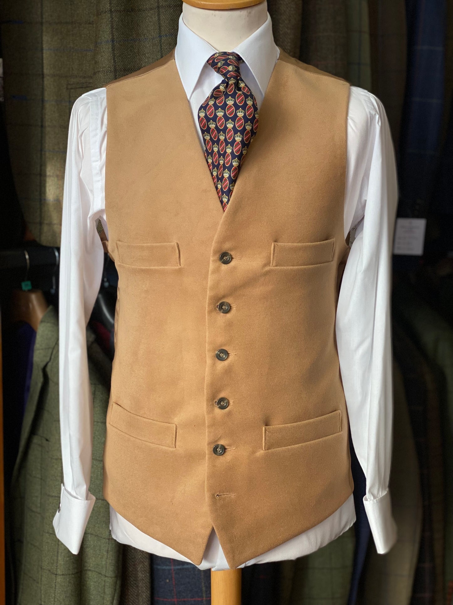 Horace Barton Moleskin Four Pocket Waistcoat Colour Camel