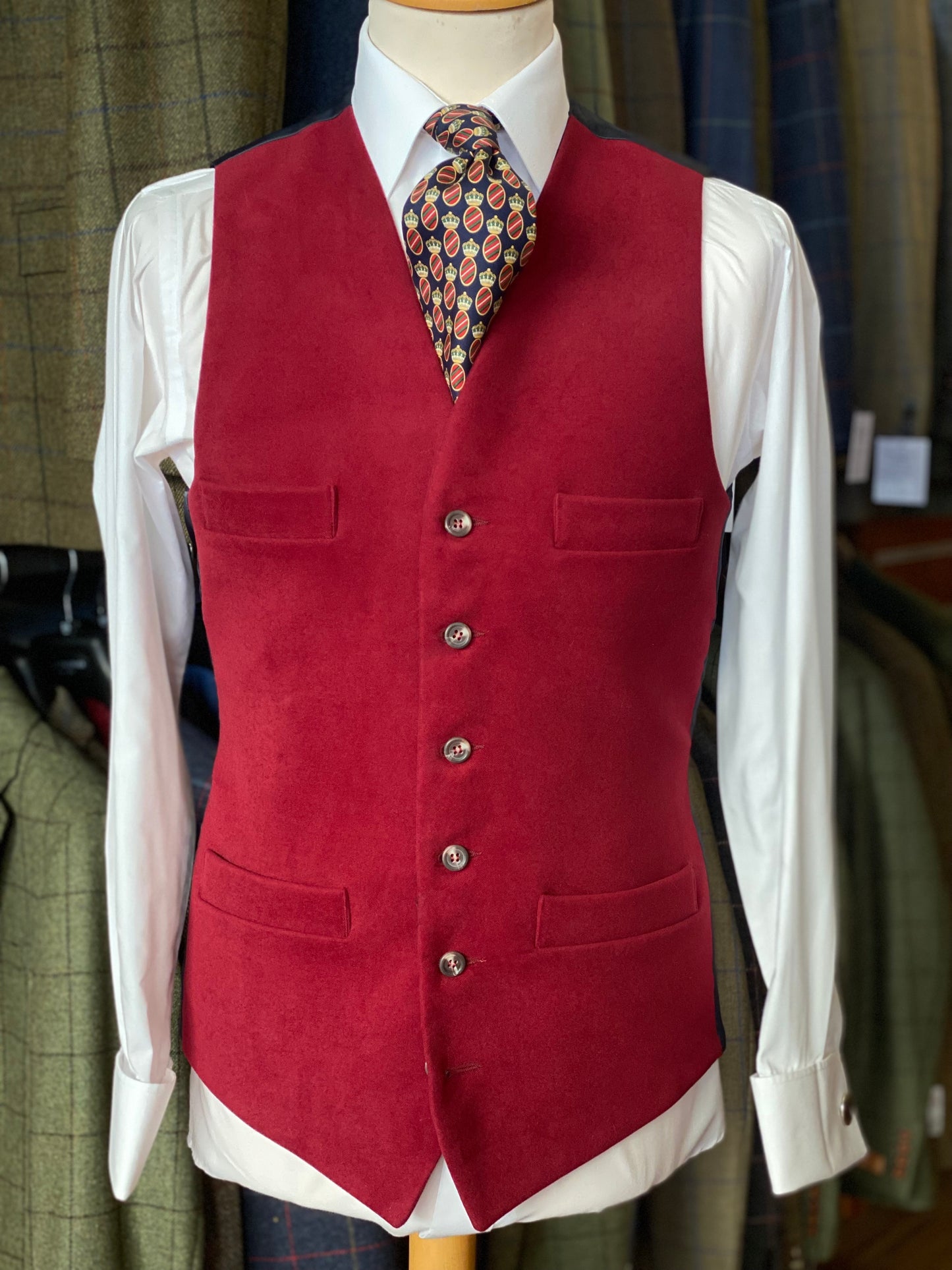 Horace Barton Moleskin Four Pocket Vest Red