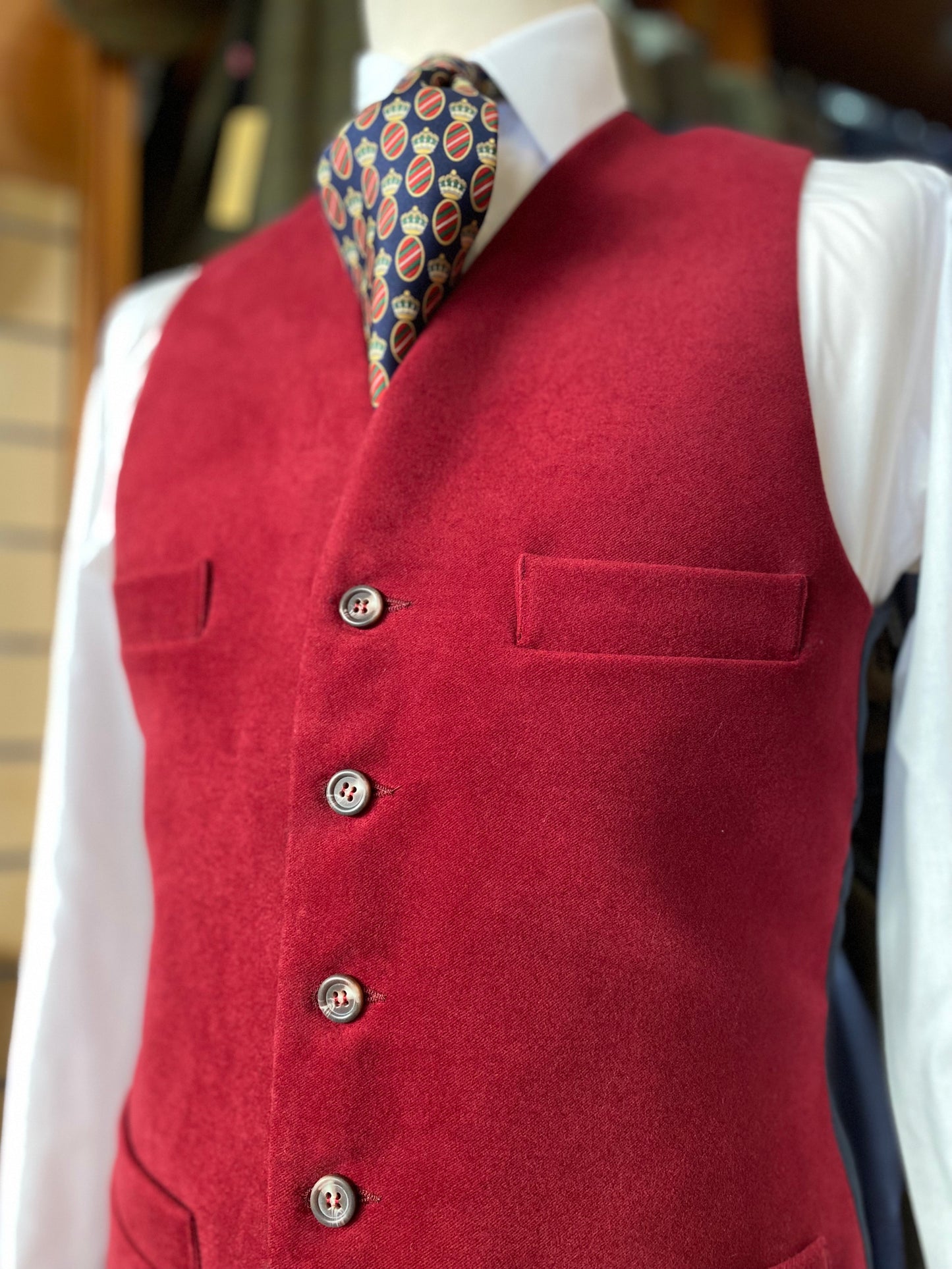 Horace Barton Moleskin Four Pocket Vest Red